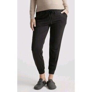 Quince Maternity Pants Womans L Black Tencel Jersey Under Belly Lounge Joggers